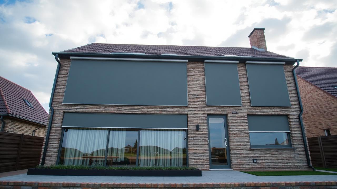 Maison côtière à Dunkerque équipée de volets roulants aluminium gris Maison côtière à Dunkerque équipée de volets roulants aluminium gris